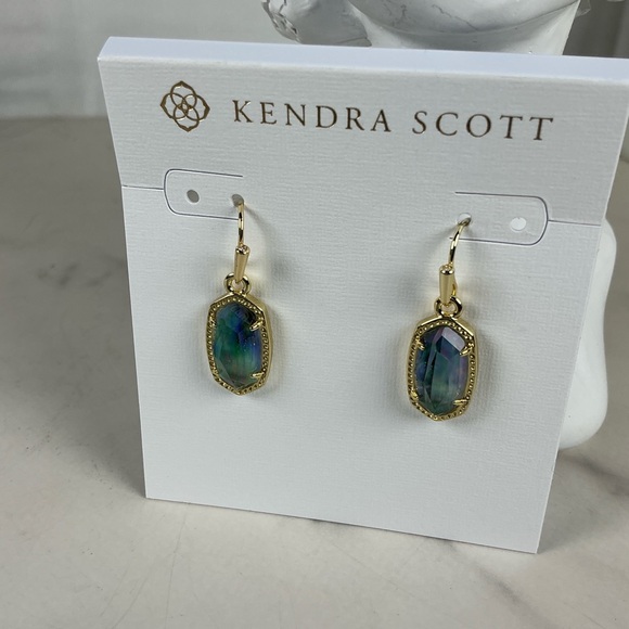Kendra Scott Lee Gold Blue Lilac Abalone Small Drop Earrings NWT‎ New - Picture 7 of 8